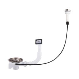 Перелив для мойки квадратный ANI Plast NM305SEU полуавтомат с нержавеющей сеткой 3 1/2"