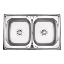 Кухонная мойка с двумя чашами Lidz 7948 0,8 мм Decor (LIDZ7948DEC08)
