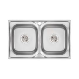 Кухонная мойка с двумя чашами Lidz 7948 0,8 мм Micro Decor (LIDZ7948MDEC08)